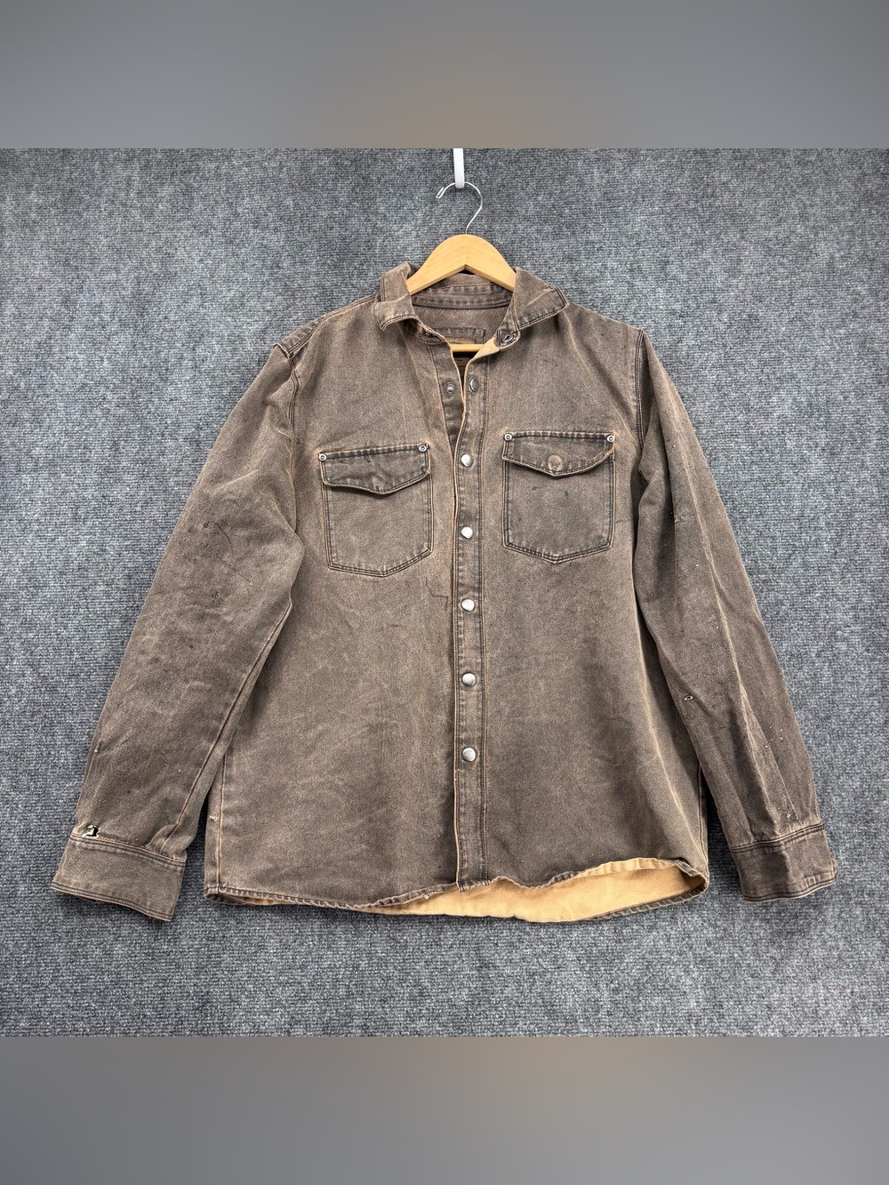 North River Distressed Brown Grunge Rugged Americana Snap Closure Shirt Men’s M